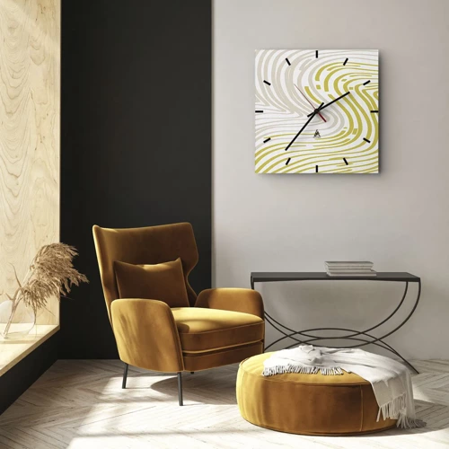 Wall clock - Clock on glass - Composition with a Gentle Curve - 30x30 cm