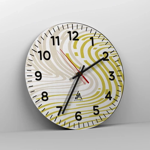 Wall clock - Clock on glass - Composition with a Gentle Curve - 30x30 cm