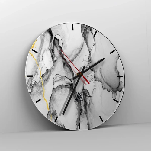 Wall clock - Clock on glass - Composition with a Golden Motif - 30x30 cm