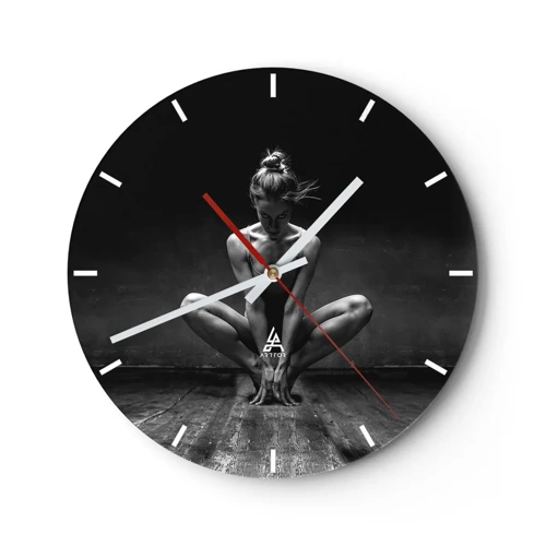 Wall clock - Clock on glass - Concentration of Dancing Energy - 30x30 cm