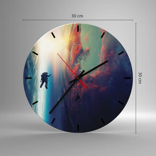 Wall clock - Clock on glass - Confronting the Universe - 30x30 cm