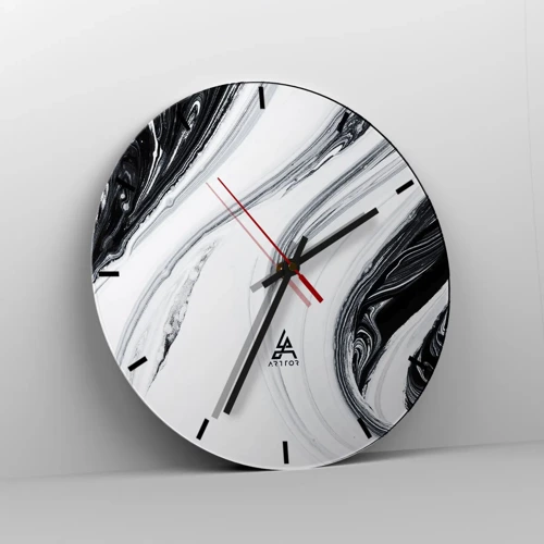 Wall clock - Clock on glass - Connection of Opposites - 30x30 cm