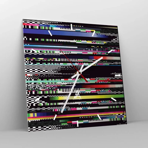 Wall clock - Clock on glass - Control Image of Reality - 40x40 cm