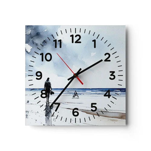 Wall clock - Clock on glass - Conversation with the Sea - 30x30 cm