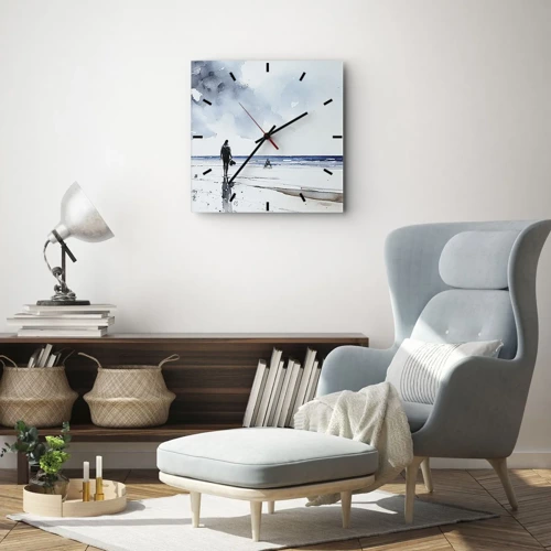 Wall clock - Clock on glass - Conversation with the Sea - 30x30 cm