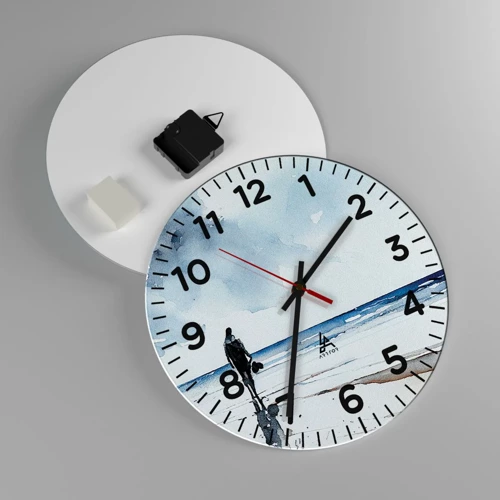 Wall clock - Clock on glass - Conversation with the Sea - 30x30 cm