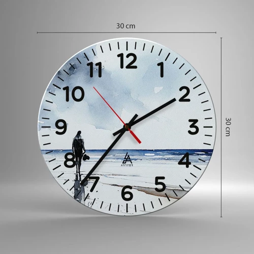 Wall clock - Clock on glass - Conversation with the Sea - 30x30 cm