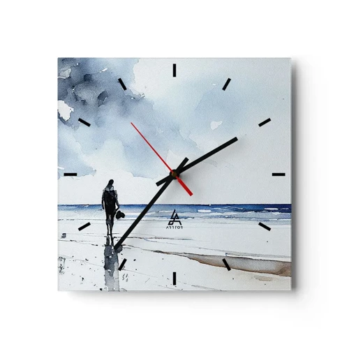 Wall clock - Clock on glass - Conversation with the Sea - 40x40 cm