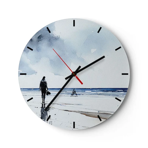 Wall clock - Clock on glass - Conversation with the Sea - 40x40 cm