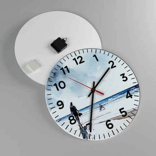 Wall clock - Clock on glass - Conversation with the Sea - 40x40 cm