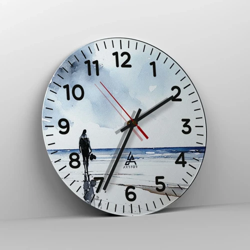 Wall clock - Clock on glass - Conversation with the Sea - 40x40 cm