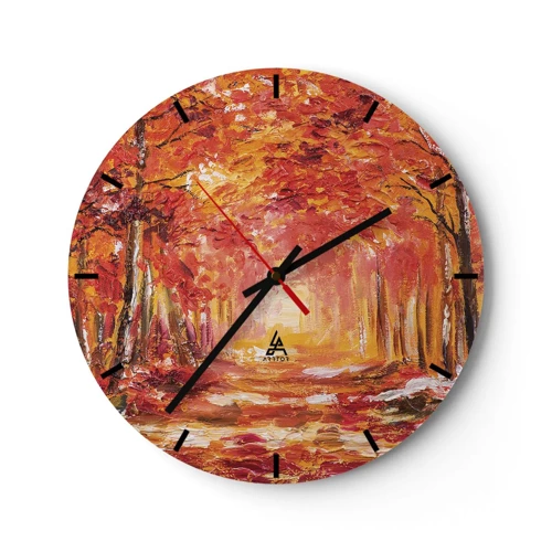 Wall clock - Clock on glass - Copper Forest - 30x30 cm