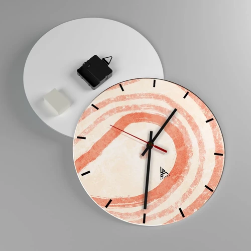 Wall clock - Clock on glass - Coral Circles - Composition - 30x30 cm