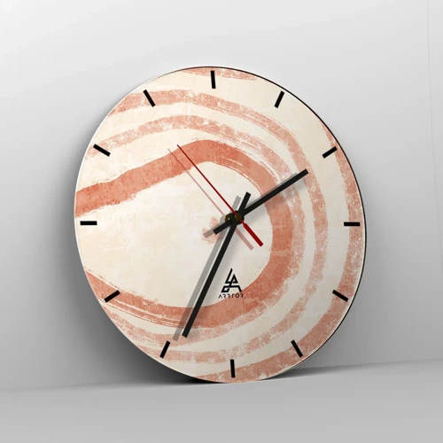 Wall clock - Clock on glass - Coral Circles - Composition - 30x30 cm