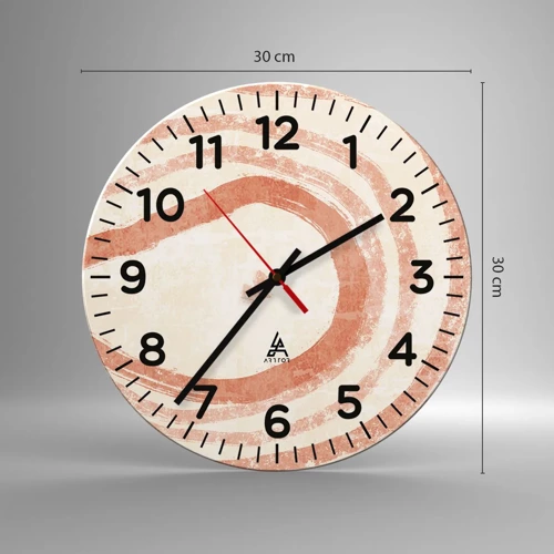Wall clock - Clock on glass - Coral Circles - Composition - 30x30 cm
