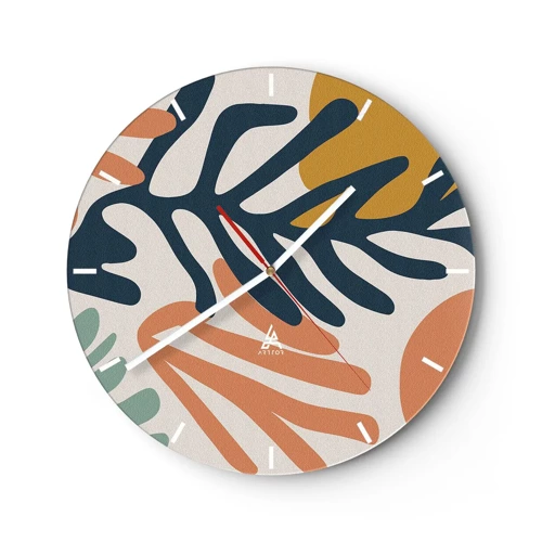 Wall clock - Clock on glass - Coral Sea - 30x30 cm