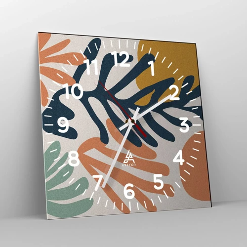 Wall clock - Clock on glass - Coral Sea - 40x40 cm
