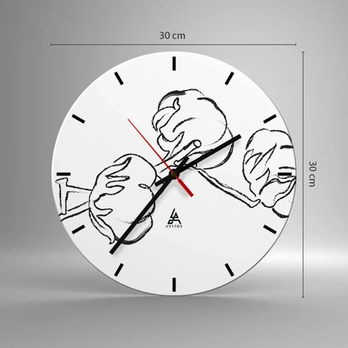 Wall clock - Clock on glass - Cotton Fluff - 30x30 cm