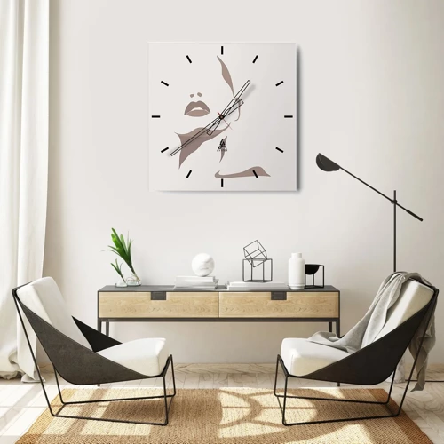 Wall clock - Clock on glass - Created with Light and Shadow - 30x30 cm