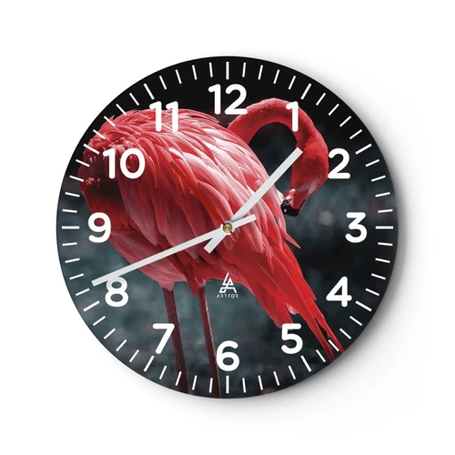 Wall clock - Clock on glass - Crimson Poem of Nature - 30x30 cm