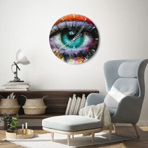 Wall clock - Clock on glass - Crystal Clear Eyes - 30x30 cm