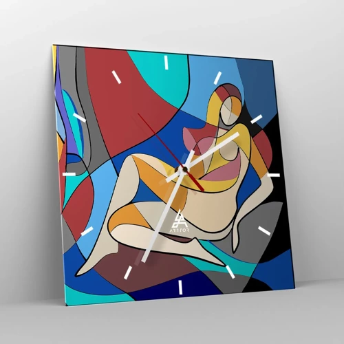 Wall clock - Clock on glass - Cubist Nude - 30x30 cm