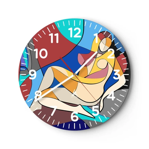 Wall clock - Clock on glass - Cubist Nude - 30x30 cm