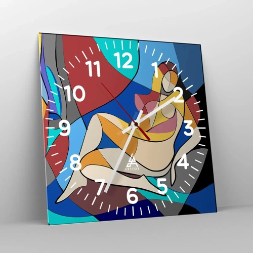 Wall clock - Clock on glass - Cubist Nude - 40x40 cm