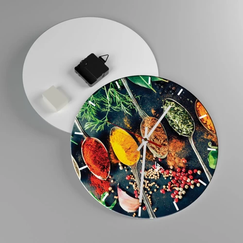 Wall clock - Clock on glass - Culinary Magic - 30x30 cm