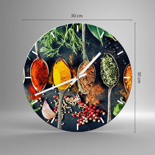 Wall clock - Clock on glass - Culinary Magic - 30x30 cm