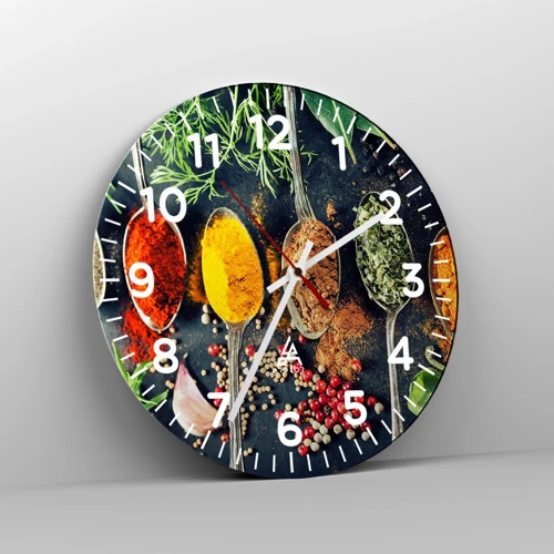 Wall clock - Clock on glass - Culinary Magic - 30x30 cm