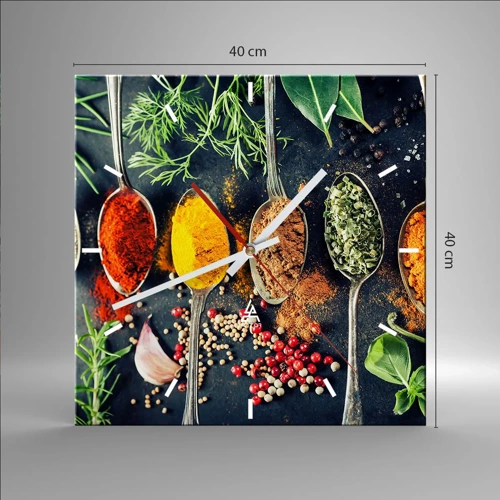 Wall clock - Clock on glass - Culinary Magic - 40x40 cm