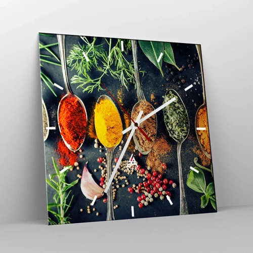 Wall clock - Clock on glass - Culinary Magic - 40x40 cm