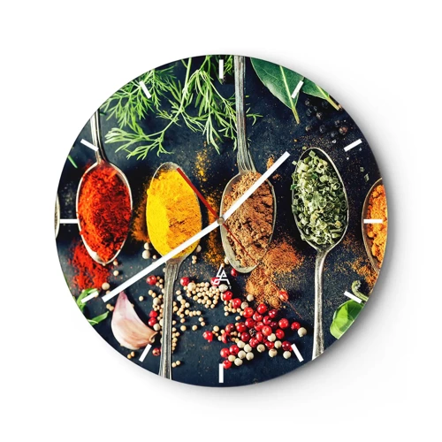 Wall clock - Clock on glass - Culinary Magic - 40x40 cm