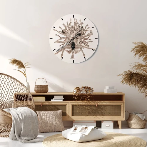 Wall clock - Clock on glass - Dance in Bloom - 30x30 cm