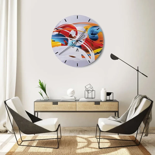 Wall clock - Clock on glass - Dance of Elements - 30x30 cm