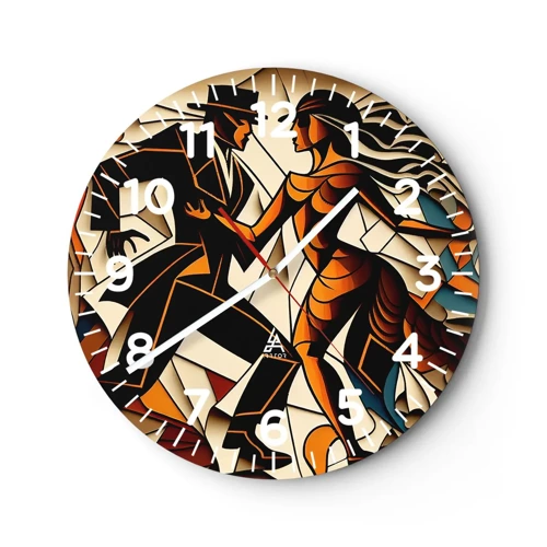 Wall clock - Clock on glass - Dance of Passion  - 30x30 cm