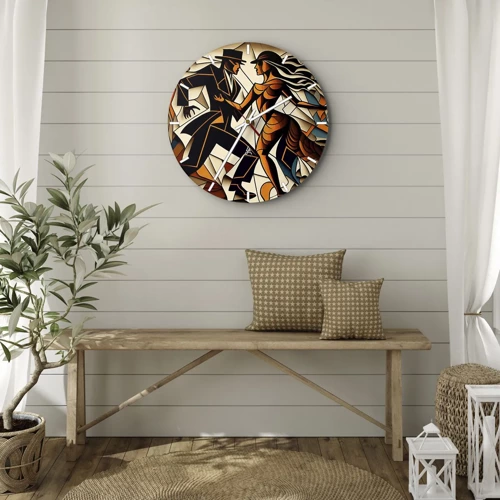 Wall clock - Clock on glass - Dance of Passion  - 30x30 cm