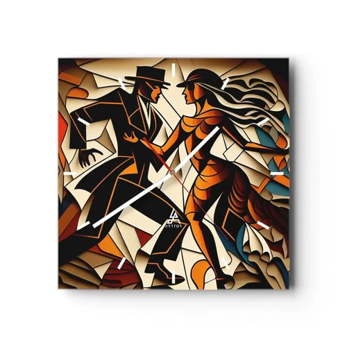 Wall clock - Clock on glass - Dance of Passion  - 40x40 cm