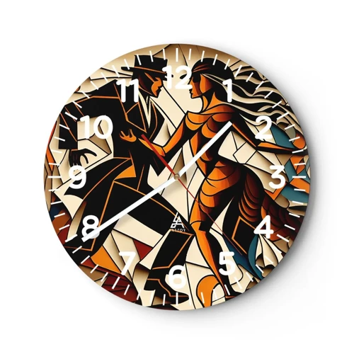 Wall clock - Clock on glass - Dance of Passion  - 40x40 cm