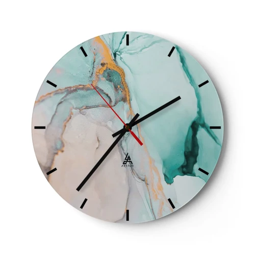 Wall clock - Clock on glass - Dance of Shapes and Colours - 30x30 cm