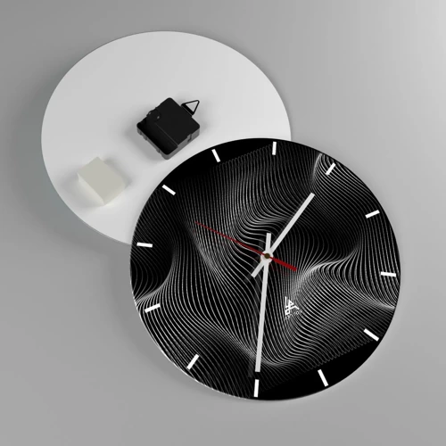 Wall clock - Clock on glass - Dance of the Light in Space - 30x30 cm