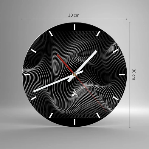 Wall clock - Clock on glass - Dance of the Light in Space - 30x30 cm