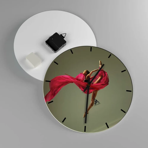 Wall clock - Clock on glass - Dancing Flame - 30x30 cm