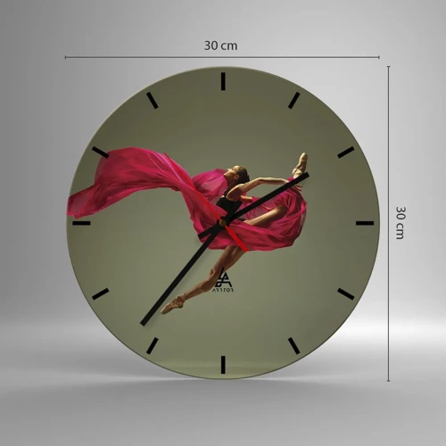 Wall clock - Clock on glass - Dancing Flame - 30x30 cm