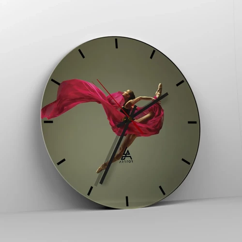 Wall clock - Clock on glass - Dancing Flame - 30x30 cm