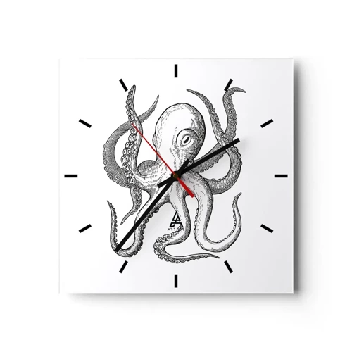 Wall clock - Clock on glass - Dancing with the Waves - 40x40 cm