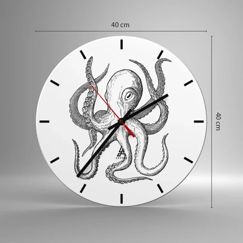 Wall clock - Clock on glass - Dancing with the Waves - 40x40 cm