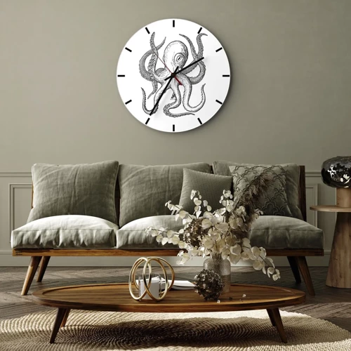 Wall clock - Clock on glass - Dancing with the Waves - 40x40 cm