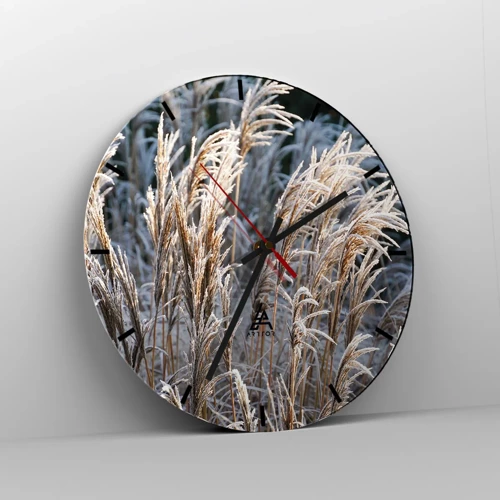 Wall clock - Clock on glass - Decorated with Frost - 30x30 cm